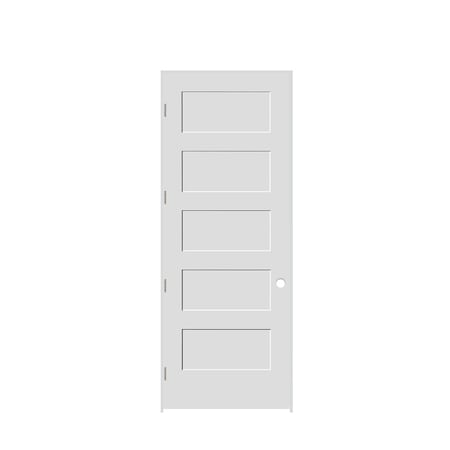Codel Doors 26" x 96" x 1-3/8" Primed 5-Panel Equal Panel Interior Shaker 6-9/16" RH Prehung Door 2280pri8405RH156916